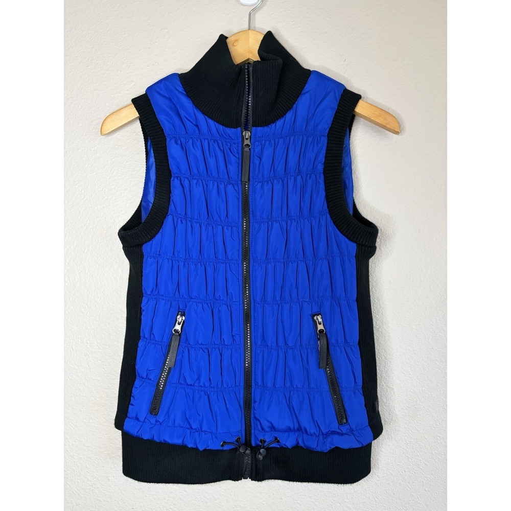 Calvin Klein Performance Puffer Vest Women's S Cobalt Royal Blue Black Full Zip